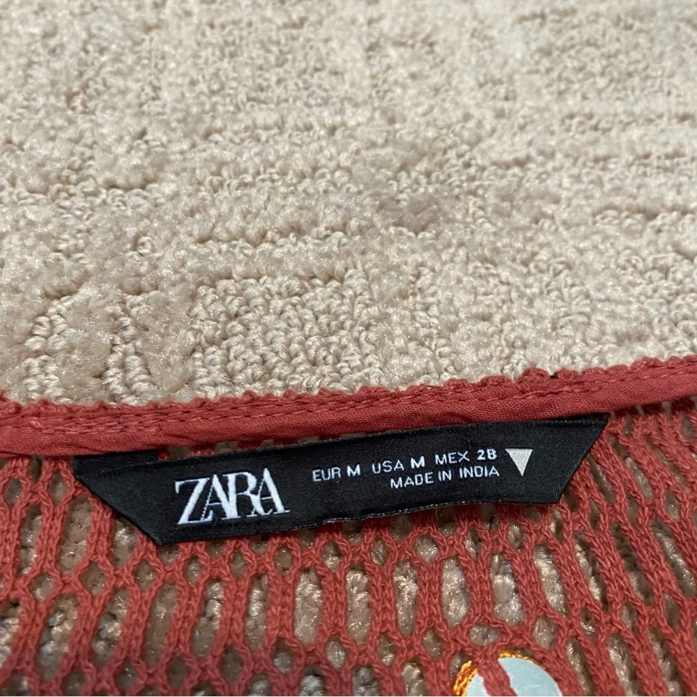 {Zara} Mesh Cropped Cardigan / Swim Cover With Mirror Details ~ Size Medium